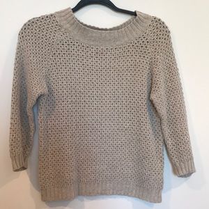 Cream Crewneck Sweater with 3/4 Sleeves